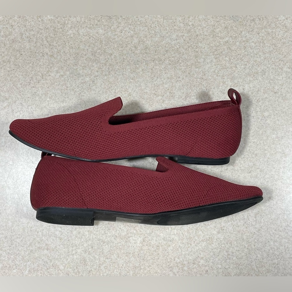 Slip-On Knit Flats in Wine - Picture 7 of 11